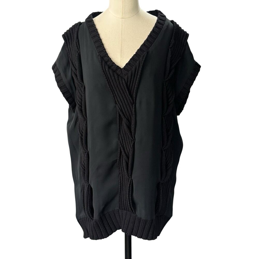 Sachin + Babi Ankasa Black Silk Cotton Short Sleeve Tunic Top Women Size Large